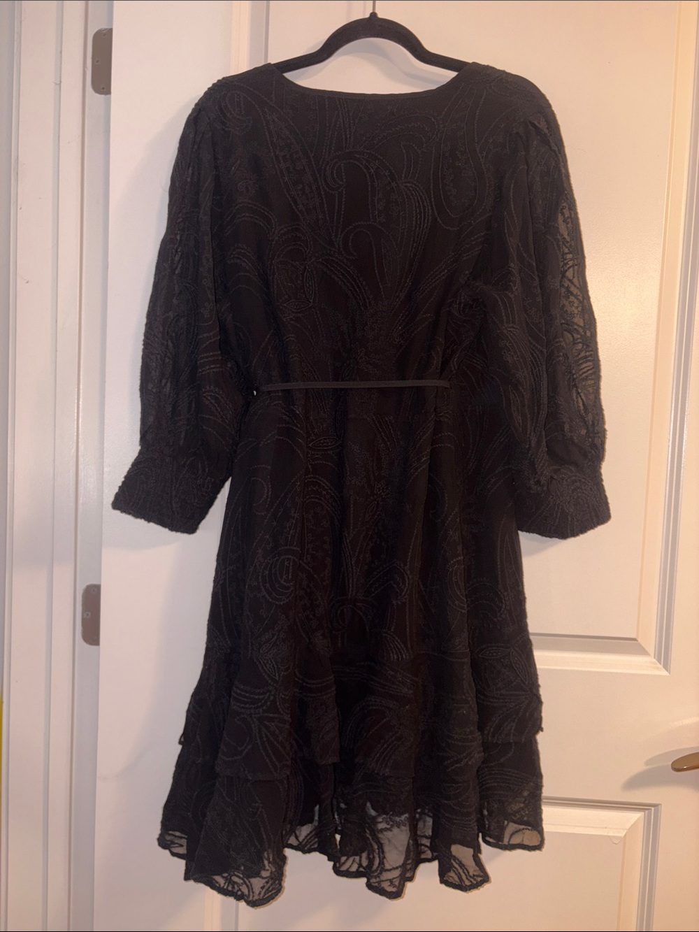 All Saints Black Wrap Midi Dress with Smocked Sleeves- Accepting Offers! - Picture 6 of 7
